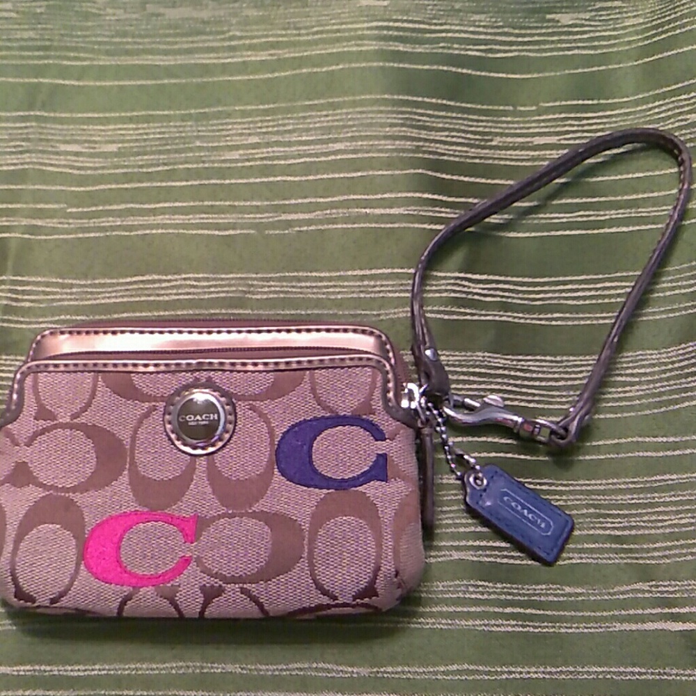 Small Coach signature wristlet